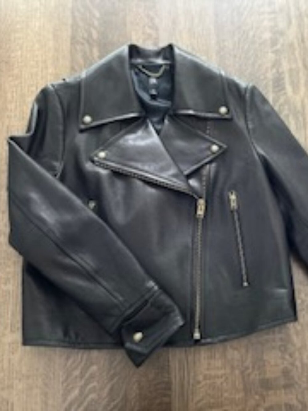 Banana Republic "Enola" butter soft leather moto jacket-true black, size S.